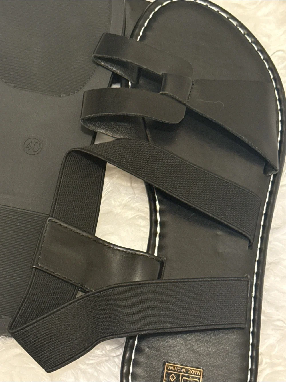 Men's Black Strappy Slide Sandals